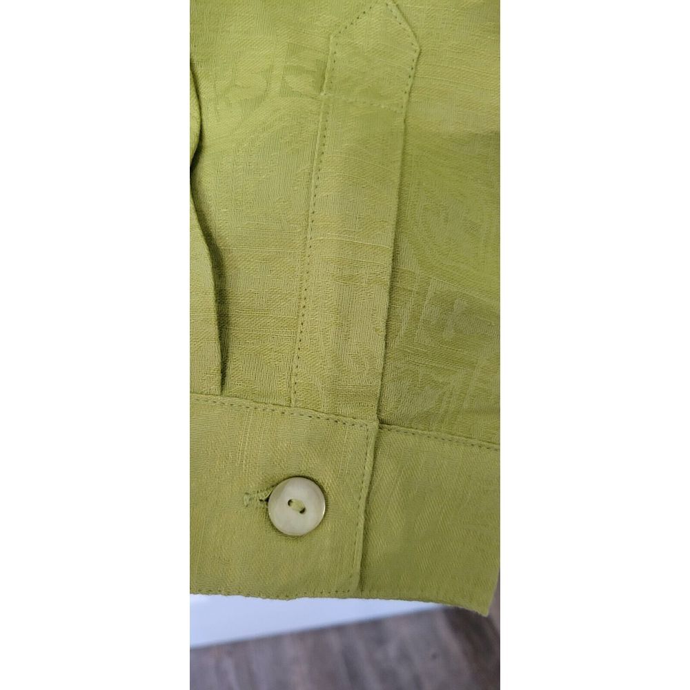 Dialogue Womens Linen Blend Lime Green Long Sleeve Patterned Jacket Dressy Large - Picture 5 of 9